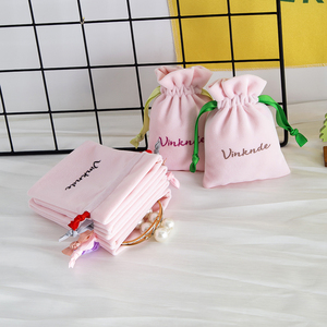 Bolsa de terciopelo rosa bebé de 9x12 cm con cinta de grosgrain, bolsa de terciopelo suave con cordón para joyería, bolsa de gamuza para boda, cumpleaños, cosméticos - Product Image 6