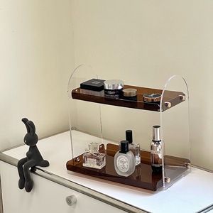 Light Luxury Style Multi-Tier Acrylic Storage <b>Box</b> — Cosmetics Organizer, Desktop & Bathroom <b>Shelf</b> - Product Image 1