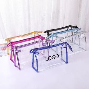 Custom Logo PVC Cosmetic <b>Bag</b> <b>Transparent</b> Waterproof Zipper Closure PVC <b>Makeup</b> <b>Bag</b> Customization - Product Image 1