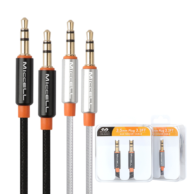 MICCELL 3.5mm Stereo Aux Cable 1m Braided Y Splitter with PVC Jacket for DVD Player & Speaker