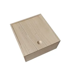Caixa de madeira balsa sem acabamento, venda no atacado, caixas de madeira com tampa deslizante para embalagem de chá e armazenamento de fotos personalizado caixa de keepsake pinheiro