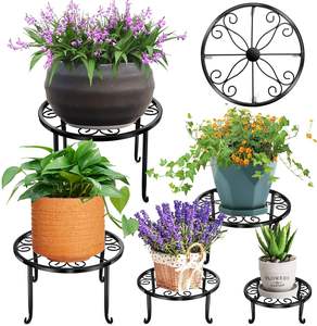 Pots de fleurs robustes présentoirs <span class=keywords><strong>porte</strong></span>-plante en fer antirouille étagère ronde pour jardin maison extérieur <span class=keywords><strong>plantes</strong></span> d'intérieur - Product Image 2