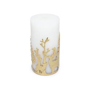 Vela de Pilar Blanca y Dorada de 474 g de Diámetro 7CM de altura, 14.3CM - Product Image 1