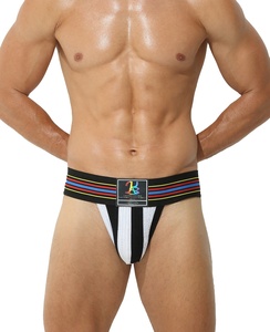 Slip da <span class=keywords><strong>Uomo</strong></span> a Rete a Righe Blu e <span class=keywords><strong>Bianche</strong></span>, Intimo Sportivo Traspirante a Vita Bassa con Fascia Larga, <span class=keywords><strong>Mutande</strong></span> da <span class=keywords><strong>Uomo</strong></span> Sexy con Sacchetto Frontale - Product Image 2