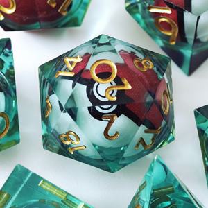 Ensemble de dés en résine faits à la main sur le thème Pokémon, à bords vifs, avec noyau liquide rotatif, dés de collection pour jeux de rôle, 7 pièces, dés de D&D de qualité supérieure - Product Image 3