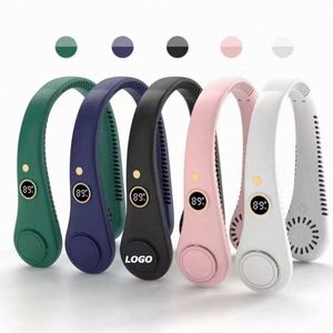 Portable Neck Fan with Digital Display, 5 Speed Hands-Free Bladeless USB Rechargeable Cooling Fan for Outdoor Sports - Product Image 1