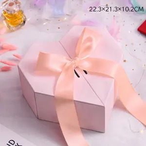 럭셔리 발렌타인 데이 꽃 장미 심장 모양 선물 상자 포장 리본