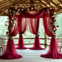 Voilage en tulle polyester style européen bordeaux pour dossier de chaise, idéal pour mariage, anniversaire, demande en mariage, décoration d'hôtel de charme - Marque YHM