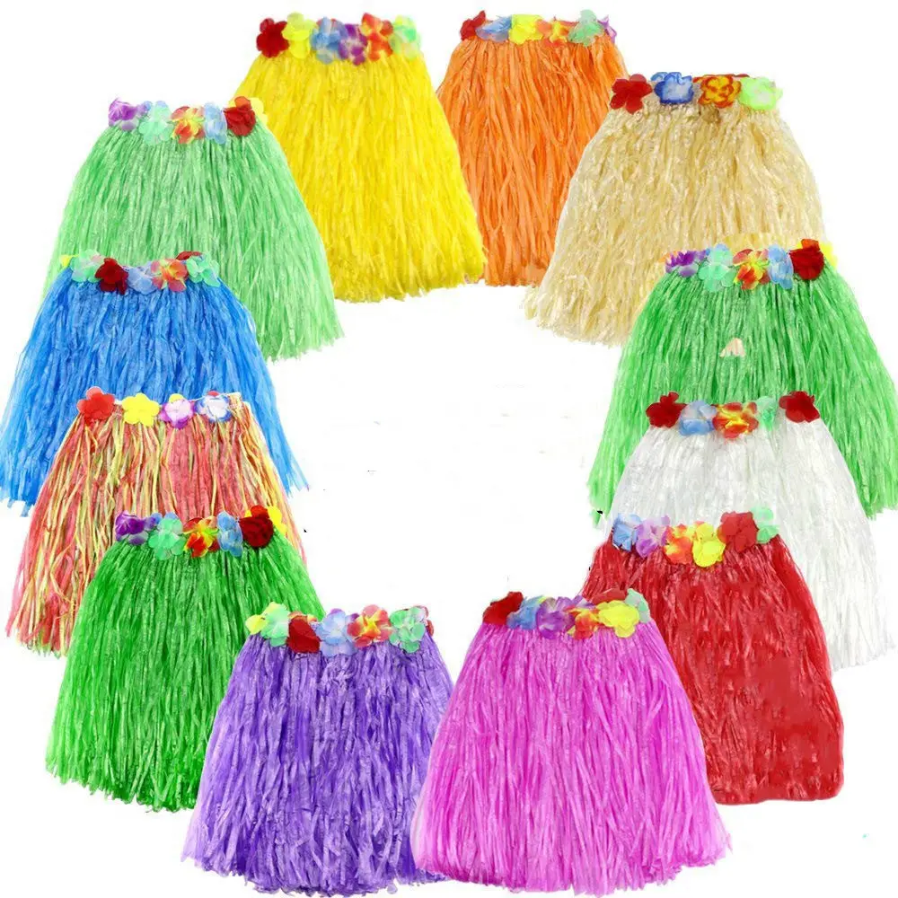 Vendita calda 30cm colorato Luau Hula gonne Fancy Luau Grass Dress accessorio Costume gonna Hula hawaiana