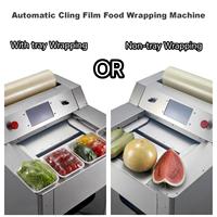 Automatische voedselvershoudfolie wikkelmachine voor supermarkt, levensmiddelenwinkel, vlees, groente, fruit, verpakkingsbakjes & niet-bakjes systemen