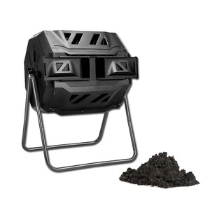 Garden Tumbling Composter Outdoor 43 Gallon Black Dual <strong>Rotating</strong> Batch <strong>Compost</strong> <strong>Bin</strong> - Product Image 1
