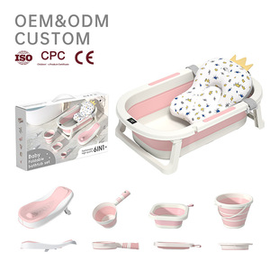 Ensemble de baignoire pliable pour bébés, contrôle de la température, position assise et allongée, sécurité du nouveau-né, grande taille, en résine PP+TPE, pour la maison - Vente en gros - Product Image 2