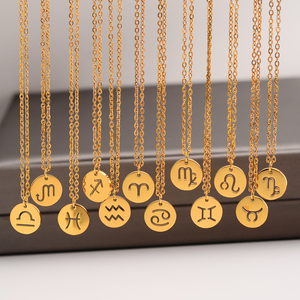 Collier en acier inoxydable plaqué or 18 carats avec 12 signes du zodiaque pour <span class=keywords><strong>femme</strong></span>, design creux, perle, astrologie, <span class=keywords><strong>horoscope</strong></span>, étude des signes, vente en gros - Product Image 4