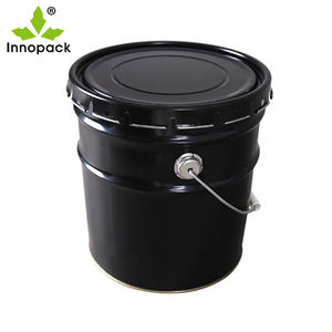 Bidon métallique de seau en étain noir de 10 <span class=keywords><strong>litres</strong></span> avec serrure à pince à anneau pour produits de baril chimique d'encre de peinture - Product Image 4