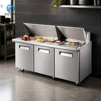 Kulkas Worktop Penyimpanan Salad Laris Manis, Pendingin ETL, Chiller Salad Bar untuk Peralatan Dapur Restoran Cepat Saji dan Pizzeria
