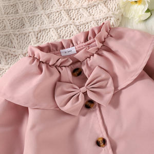 Manteau d'automne pour bébé fille, Trench-Coat 2 couleurs, manches longues, nœud sur le devant, simple boutonnage, vêtements d'extérieur pour enfants - Product Image 5