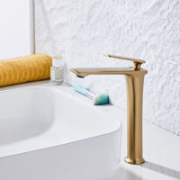 Nouveau design de robinet de lavabo de luxe en laiton brossé, durable, anti-corrosion, anti-éclaboussures, mitigeur à poignée unique
