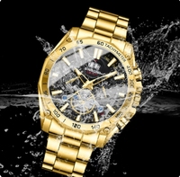 BINBOND B4750 4750 Jam Tangan Pria Luminous Tourbillon Dekoratif Tali Baja Tiga Mata Quartz Fashion Bisnis Olahraga