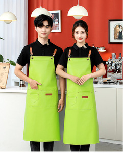 ผ้ากันเปื้อนแบบยาวกันน้ำ ทำจากหนัง PU นุ่ม ลายทวิล พร้อมสายคล้องคอ ใช้ได้ทั้งชายและหญิง เหมาะสำหรับใช้ในครัวและร้านอาหาร - Product Image 1