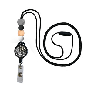 Nouveau lanière d'identification transfrontalière en strass, rétractable, avec boucle à tirage facile, lanière créative perlée en silicone pour étudiants - Product Image 5