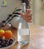 Bouteille d'eau en verre transparent avec couvercle en métal, bouteille en verre vide pour jus, kombucha et emballage de boissons de mariage