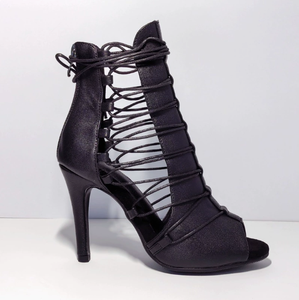 Nouvelles Bottes de Danse Jazz à Talon Haut et Bout Ouvert avec Bride Cheville pour Femme en Daim – Idéales pour Tenues et Costumes de Danse de Salon - Product Image 2