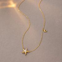 Ensemble de bijoux en acier inoxydable pour femmes, collier étoile de mer et bracelet dauphin, bijoux sur le thème de l'océan avec zircone