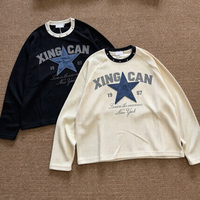 Fournisseur Populaire : Haut Vintage Ample à Manches Longues et Col Rond pour Homme avec Broderies, Écussons et Clous Métalliques, Logo Personnalisé OEM ODM