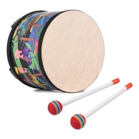 Drum Percussion Instrument 8-inch Floor Drum for Christmas Birthday Gift Bongo Floor Drums with 2 Mallets