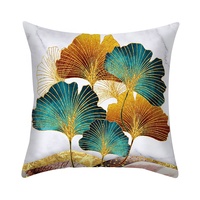 Nouvelle tendance courte peluche feuille de Ginkgo vert doré housse de coussin décoratif maison jeter taie d'oreiller