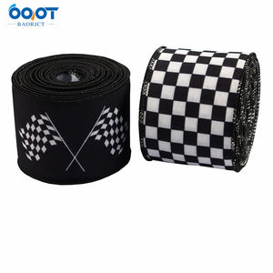 Schwarz-Weiß-Kariertes Klebeband mit schwarz-weiß kariertem Flaggen band mit Eisendraht kanten band DIY Handmade Bow <span class=keywords><strong>Ribbon</strong></span> - Product Image 2