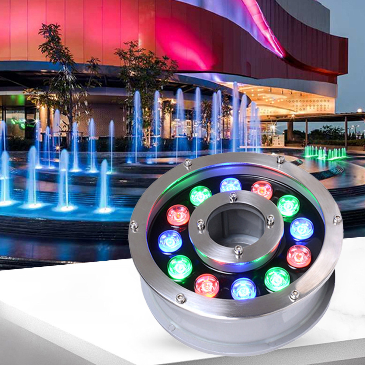 Dmx RGB 6W 9W 12W 15W foro luce fontana subacquea anello Led Aqua sorgente commerciale stagno luce Ip68