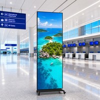 Pantalla LED a todo color GOB P2.5 de pie con gabinete de aluminio, póster digital para tiendas en cadena, salas de exposiciones y aeropuertos
