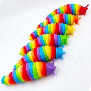 Giocattoli Pop Fidget arcobaleno lumaca articolato con le dita che gira per alleviare lo Stress lumaca giocattoli sensoriali Fidget Slug - Product Image 1