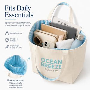 Sac fourre-tout en toile naturelle de qualité supérieure, logo de marque personnalisé, réutilisable, pliable, sac cadeau pour spa, sac de shopping de haute qualité - Product Image 4