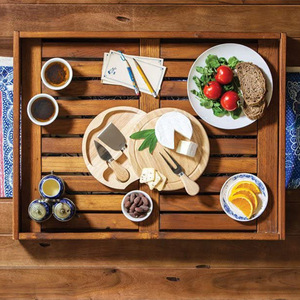 <b>Cheese</b> Board <b>Set</b> With <b>Knife</b> And Fork Portable Wooden <b>Cheese</b> Plate For Serving Snacks And Desserts - Product Image 1