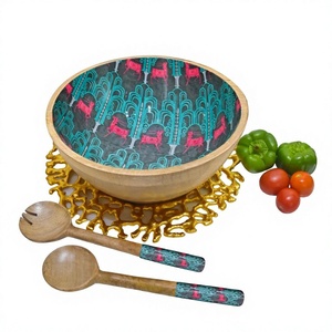 Bol à salade en bois d'acacia de luxe, petit et grand, épais, pour cuisine, légumes et fruits, vente en gros, ensemble de bols ronds en bois - Product Image 1