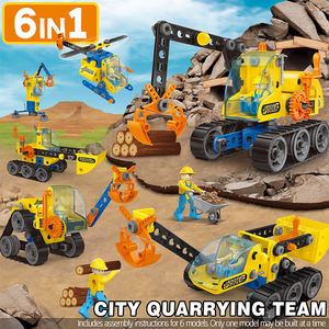 Ensemble de construction STEM 6 en 1 de 117 pièces, camion de chantier, jouet d'ingénierie, kit de construction DIY, développement de la motricité fine, cadeau pour enfants - Product Image 2