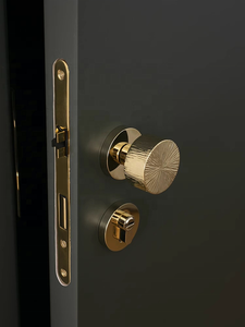 חם למכירה בית מלון יוקרה למכירה בית מלון מוזהב מלוטשת פליז מוצק כסף כרום מנעול דלתות פנים - Product Image 2