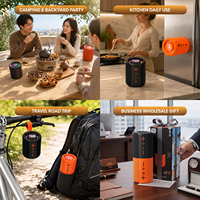 Altavoz Inalámbrico Magnético 2 en 1 con Radio FM, Emparejamiento TWS, Ranura para Tarjeta TF, Entrada USB C, Luz RGB, Portátil con Asa para Hogar, Jardín y Viajes