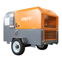 Compresseur d'air à vis pour l'exploitation minière, refroidi par air, moteur diesel, Vialvv 185cfm 7bar 8bar, portable avec roues, marteau perforateur