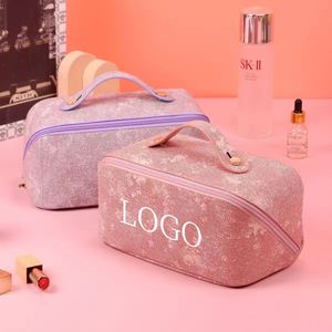 Customized Multifunctional Storage Portable <b>Makeup</b> Bag Opens Flat Travel Accessories <b>Case</b> Organizer Cosmetic Bags for Woman - Product Image 1