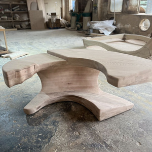 Bureau de travail moderne en forme d'arc, bureau d'ordinateur ergonomique incurvé, table d'étude en bois massif pour le bureau à domicile - Product Image 3