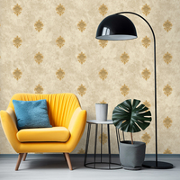 Wallpaper Damask 3D Non-woven Gaya Eropa Mewah Ringan dengan Lapisan Mengkilap untuk Dinding Latar Ruang Tamu Kamar Tidur Warna Pink Biru
