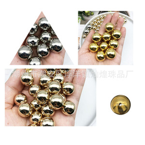 Water Plated Gold Round Beads With Straight Hole High Quality Plastic Resin DIY Loose Beads For Bags Shoes Hats Accessories - Product Image 5