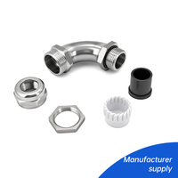 Presse-étoupe étanche en acier inoxydable SS304 à 90 degrés, tailles personnalisées M18, M20, M25, M30, M32, certifiées CE, RoHS, Reach