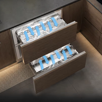 Réfrigérateur-congélateur encastrable 122L, sans givre, en acier inoxydable, faible niveau sonore, écoénergétique pour usage domestique