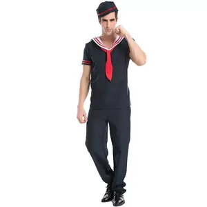 Wholesale Adult Mens Sailor Halloween Costume Suit T-shirt Pant Hat