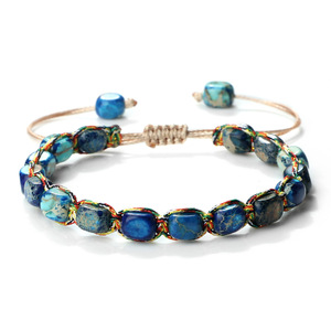 Bracciale Artigianale in Pietra, Gioiello Intrecciato con Charm, Bracciale con Perle di Diaspro Sedimentario Marino Naturale, Regalo per Donne - Product Image 2