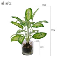 Oh arts Faux Pot de Fleur Plante Verte Artificielle Réaliste Plantes Artificielles Avec Pots Simulation Verdure Feuilles Plante